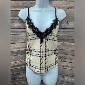 Zara textured plaid camisole with lace S